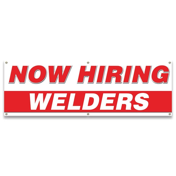 Now Hiring Welders Banner Apply Inside Accepting Application Single Sided